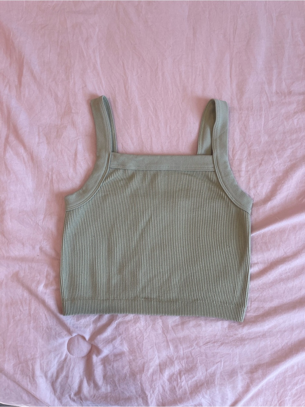 Cotton On Ribbed Square Neck Tank - Light Sage
